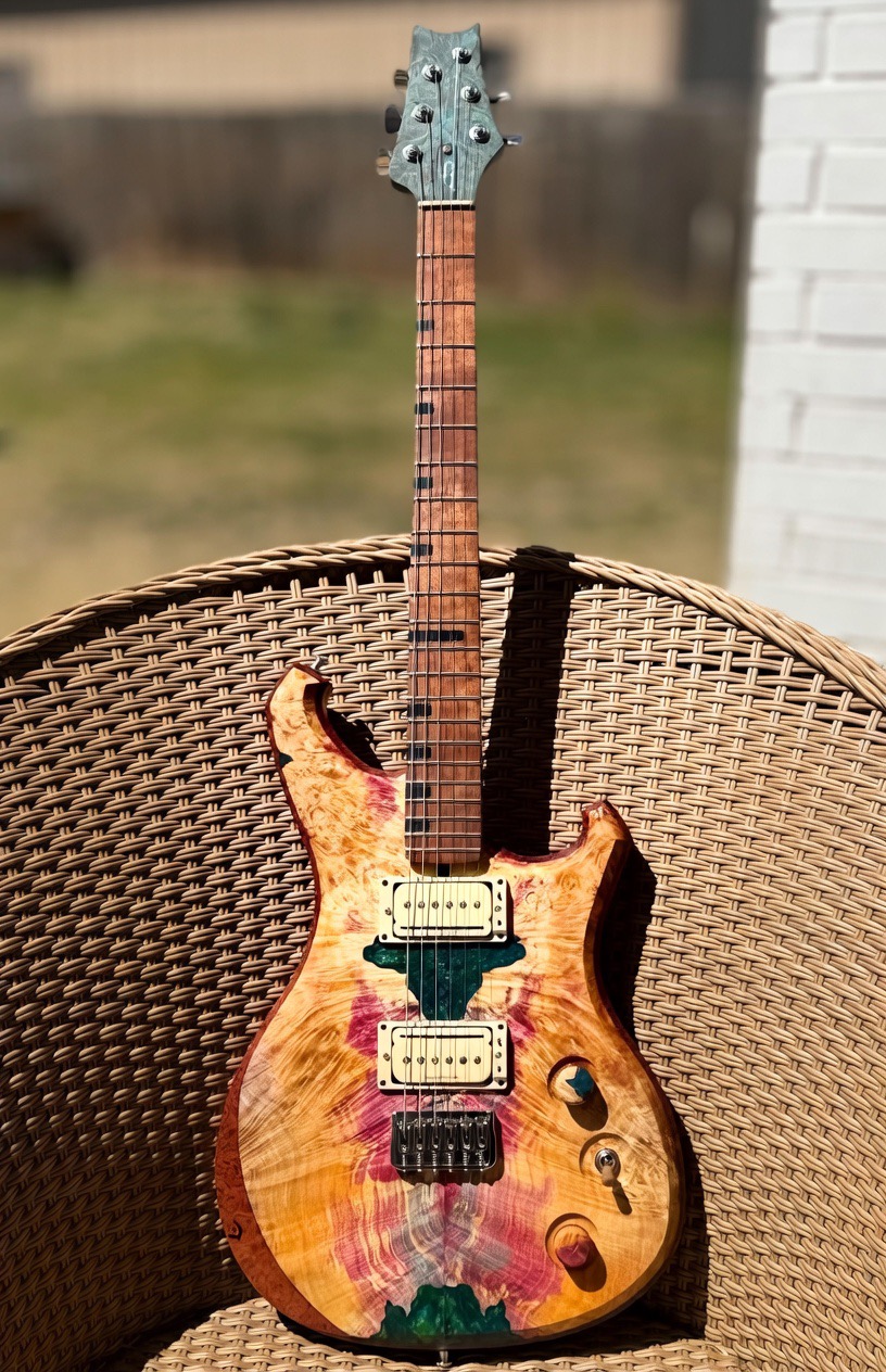 Detail of a one-of-one Gravity Guitar build
